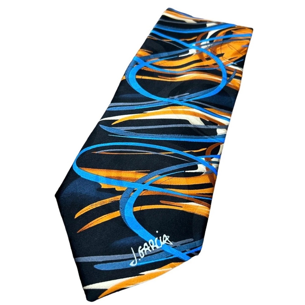 J. Garcia Men Necktie 100% Silk Snail Garden Collectors Edition Abstract Art Tie